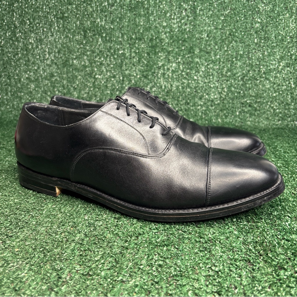 Vintage Mayer Hong Kong Handmade Bespoke Black Leather Shoes Mens Size 12 Ee